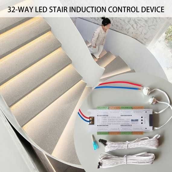 Kit Iluminat Inteligent Scari trepte Cu Senzori banda LED, alimentator