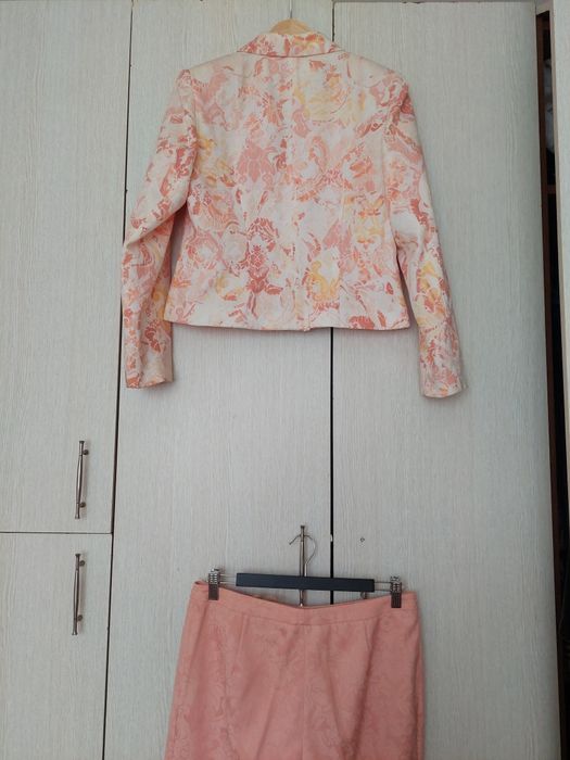 Costum damă elegant Moda Aliss măr. 44 – aproape nou | Sacou + pantaloni | CADOU eșarfă din mătase