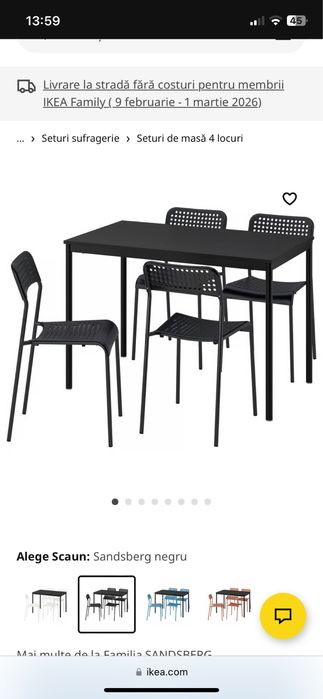 Vand set (masa si 4 scaune )