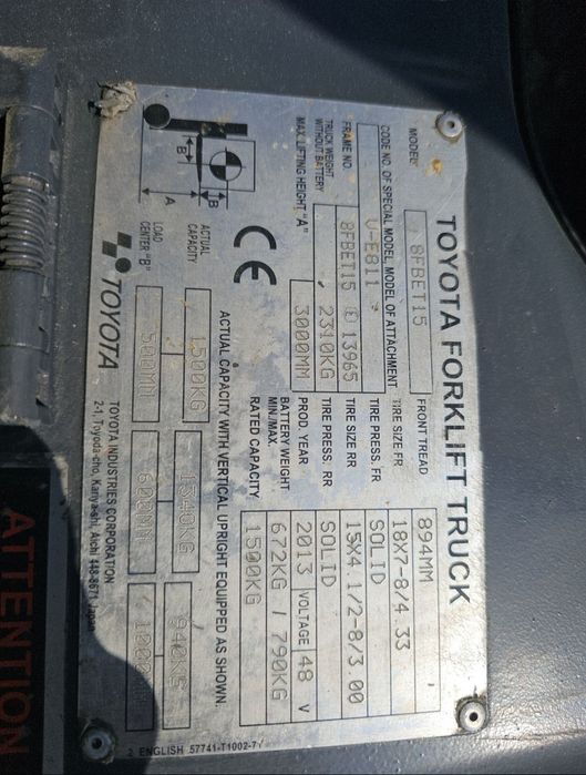 Stivuitor electric Toyota 1.5t