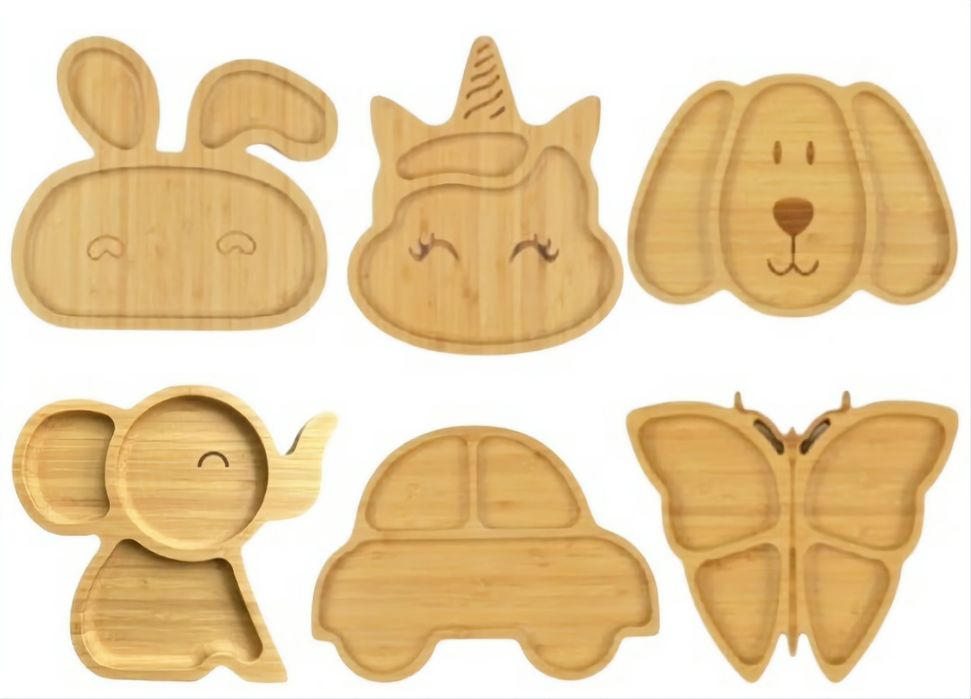 Персонализирани бамбукови детски комплекти за хранене - купичка, чинийка, чашка, прибори, лигавник !