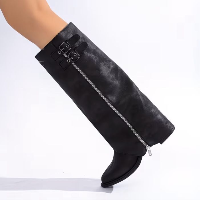 Ботинки черные кожзам высокие