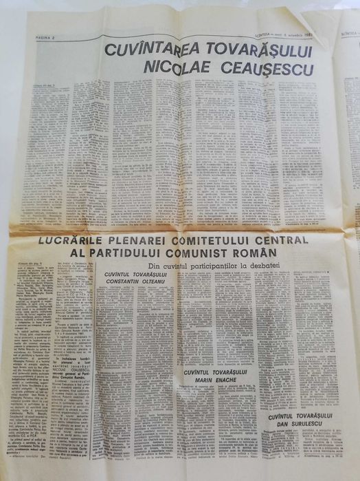 Ziar SCANTEIA 6 oct 1987 Plenara Comitetului Central al Partidului Comunist Roman + Cuv. Tov. Nicolae Ceausescu