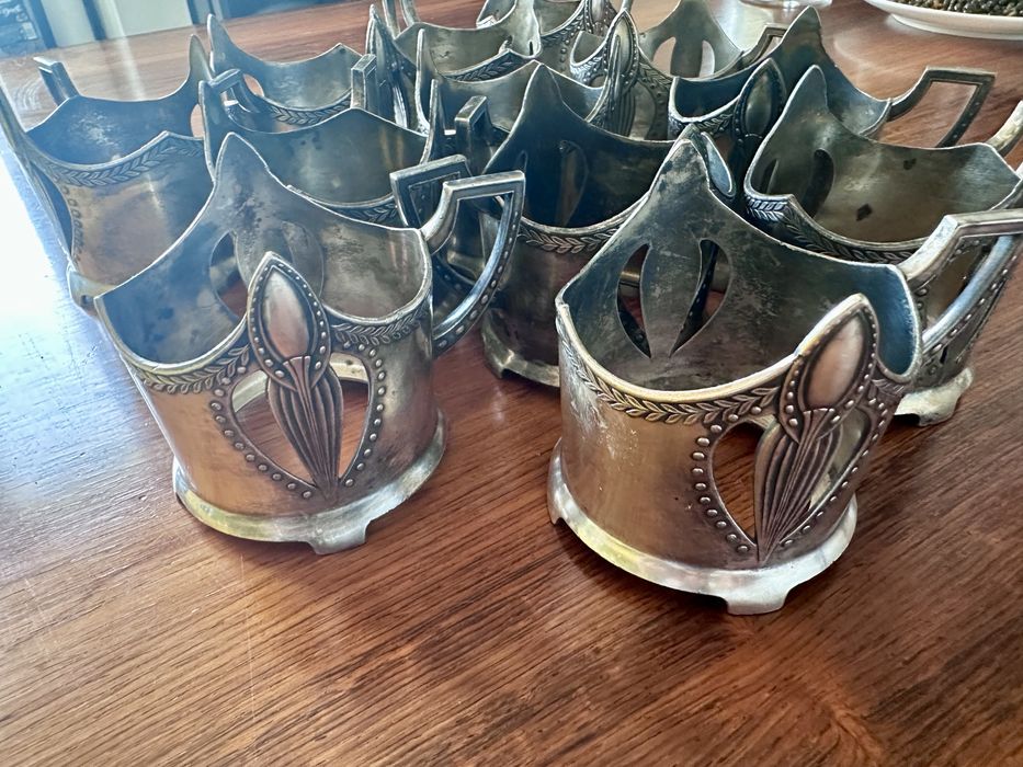 12 suport cesti wmf art nouveau tea cup holder argintate