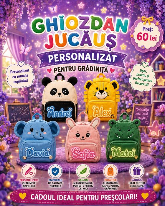 Ghiozdan jucăuș grădinița