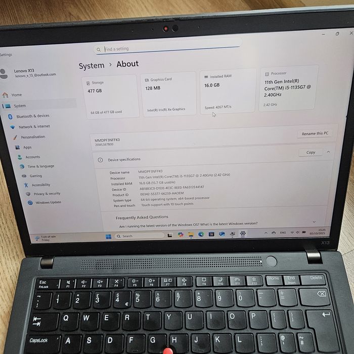 Lenovo X13 gen2. Touchscreen