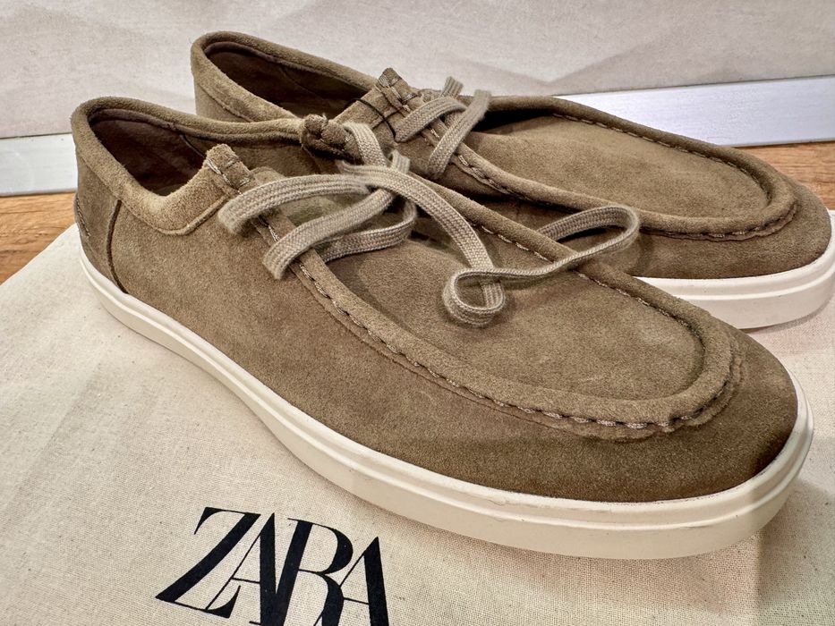 Pantofi piele naturala intoarsa - noi 44 - zara