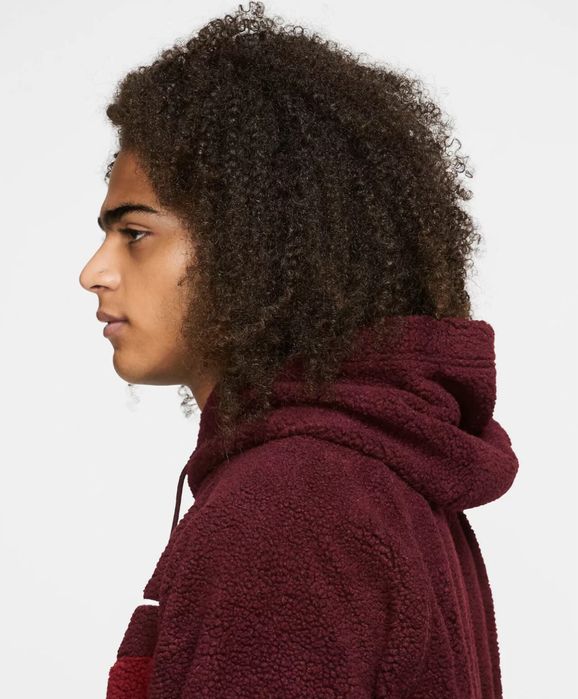 Мъжки суичър Nike Sherpa Night Maroon /Team Red/White - размер S/M