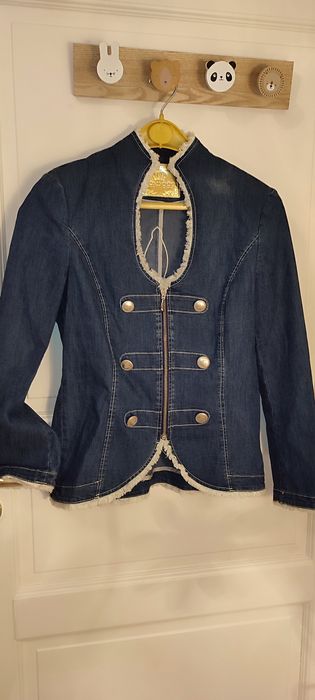 Jachetă unică, POMPOOS, 70%bumbac, cu motiv decorativ Fleur-de-Lis