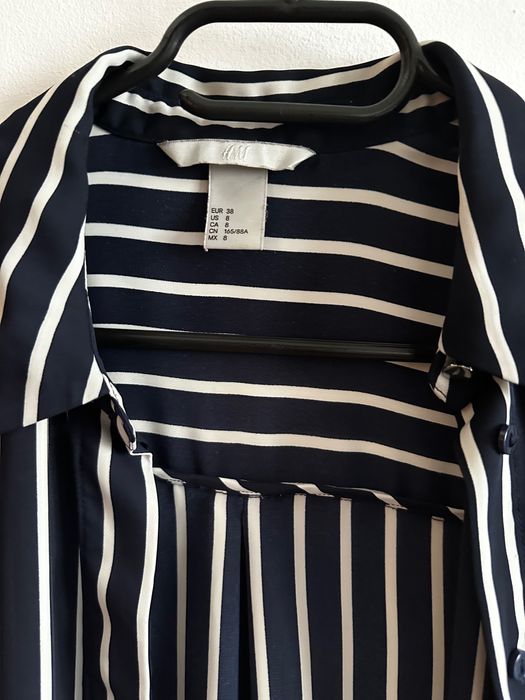 Cămașă damă vâscoză H&M, dungi alb-albastru închis / navy, mărimea S/M