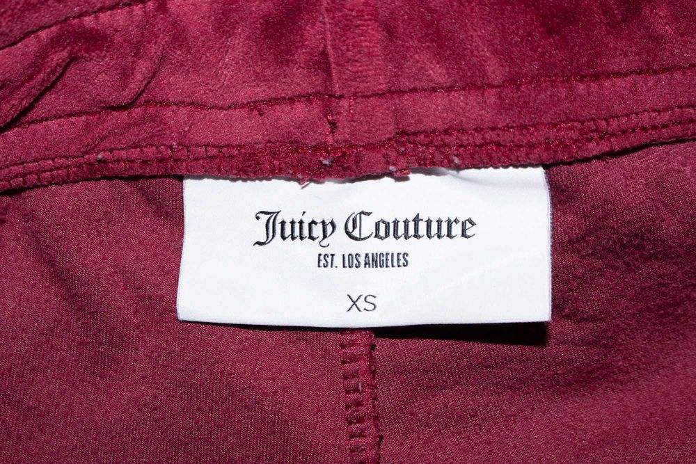 Juicy Couture оригинален дамски панталон плюшен вишнав лого камъни XS