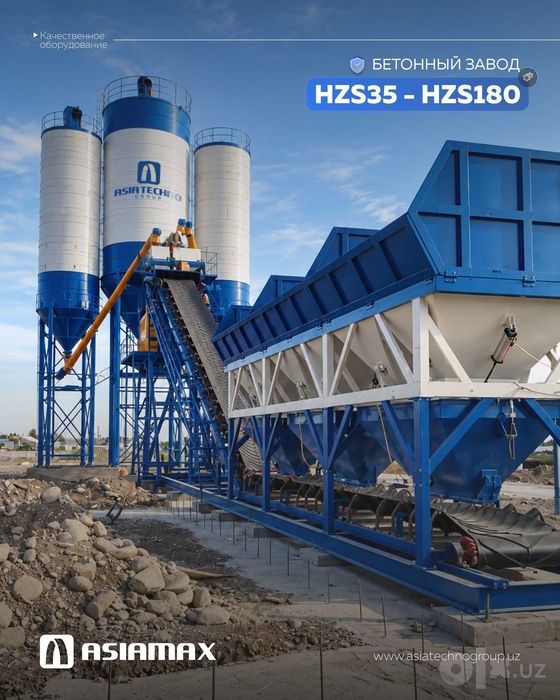Beton zavodlari Asiamax HZS35–HZS180 —dostavkadan ishga tushirishgacha