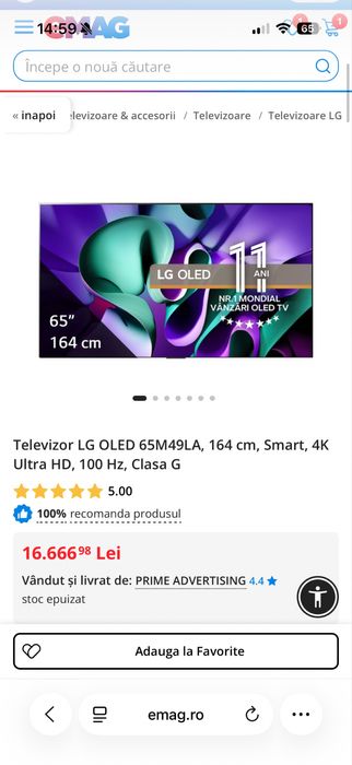 Vand televizor Oled LG 65M49LA