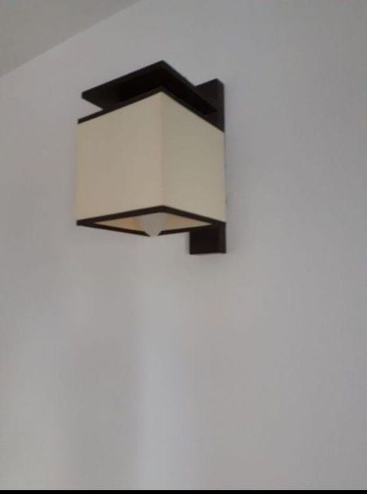 aplica dormitor hol birou bec soclu E14 Corp iluminat lemn si panza