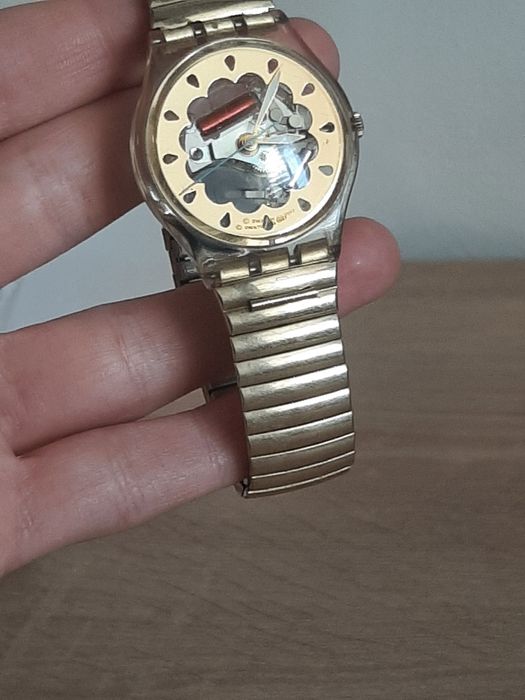 Ceas Swatch Jelly Fish (Vintage 1997) - Skeleton Gold, Curea Metalică