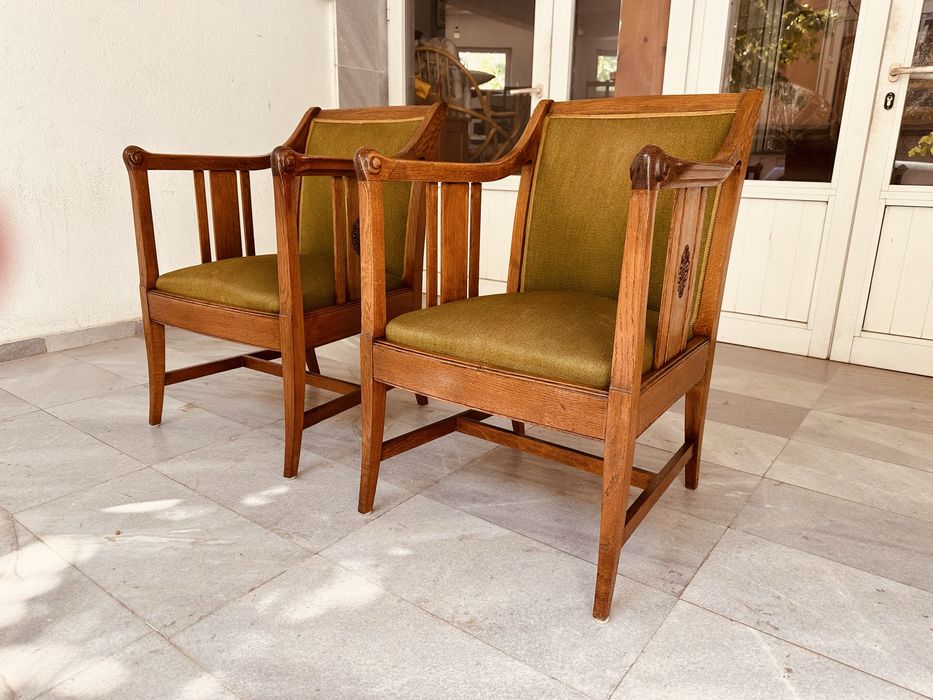 Скандинавски кресла / фотьойли – масив дърво – mid century – комплект