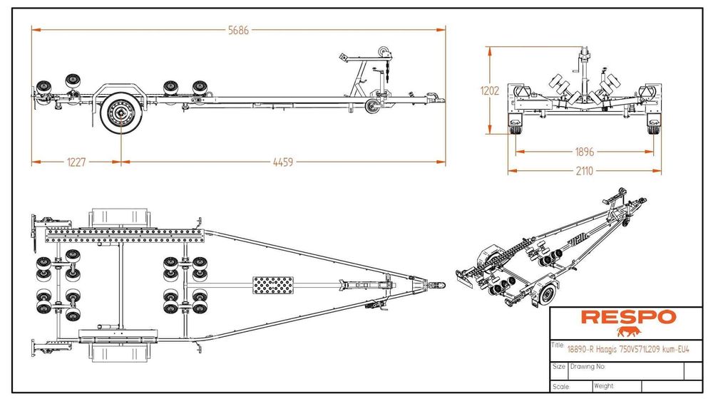 НОВO ремарке Колесар за лодка RESPO Multiroller 750V571L209