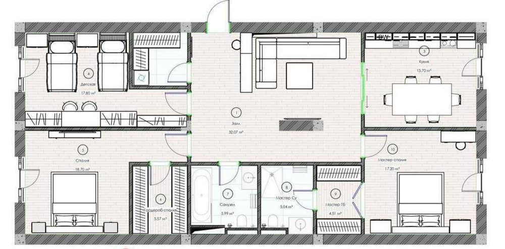 4-х комнатная в ЖК «Milano» ID: 6119