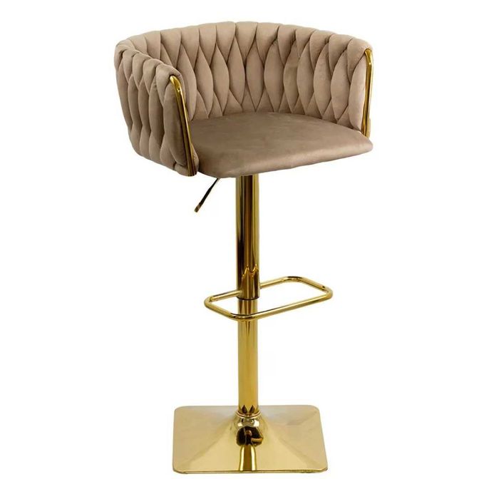 Scaun de Bar de LUX din Catifea, cadru Auriu 118P LIVRARE GRATUITA!