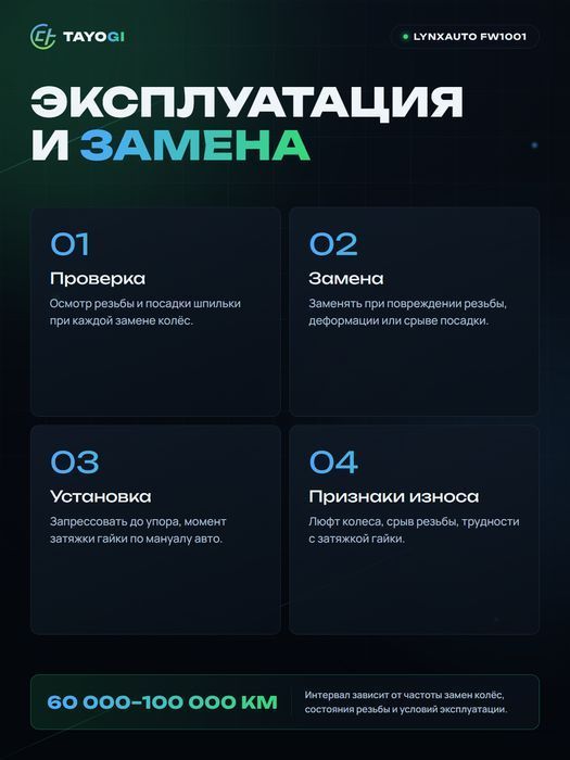 Шпилька ступицы LYNXAUTO FW1001