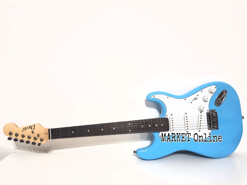 Chitara electrica 100cm 22 taste 6 corzi finisaj lacuit blue negru alb