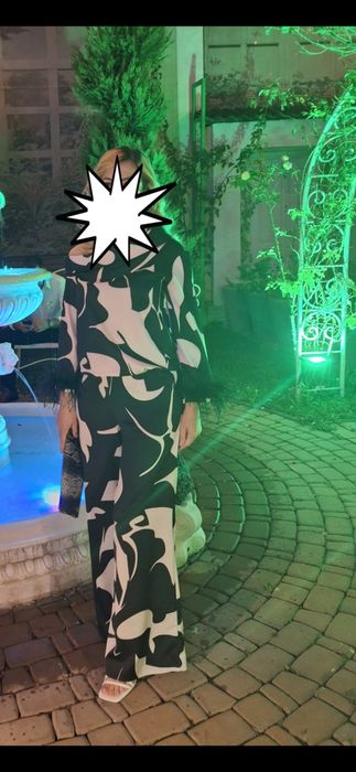 Set pantalon+bluzita, mătase satinata,marimea S