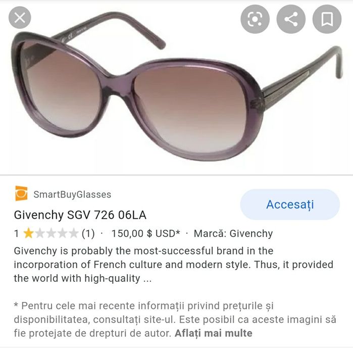 Ochelari de soare Givenchy originali stare perfecta 200 lei