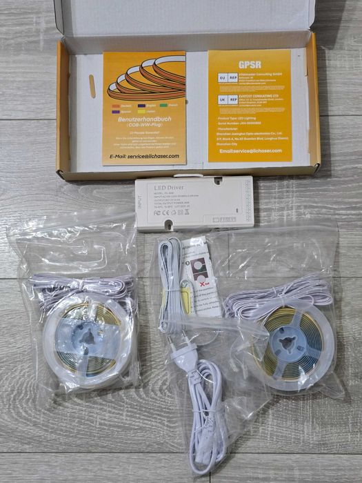 Bandă LED COB Lichaser 12V, Alb Cald, 6×2m, dimmer touch