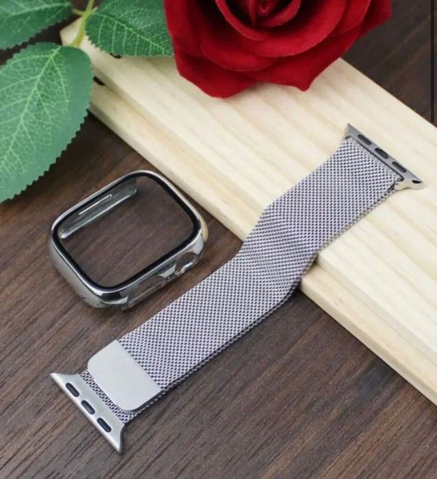 Метална Верижка с предпазен Калъф за Apple Watch Series 9 41mm