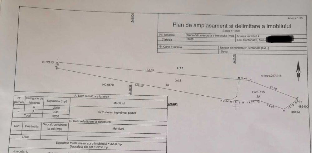 TEREN DE VÂNZARE – 3.208 MP | Santuhalm, Hunedoara