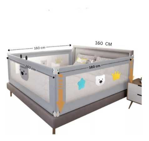 Set 4 bariere protectie culisante pentru pat, inaltime reglabila