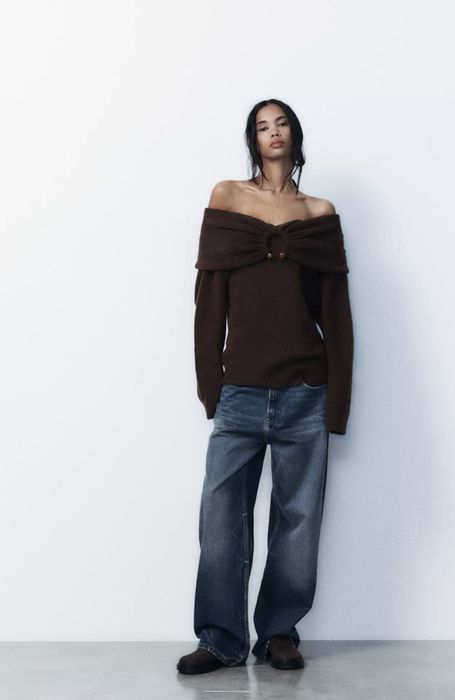 ZARA пуловер S р-р с паднали рамене