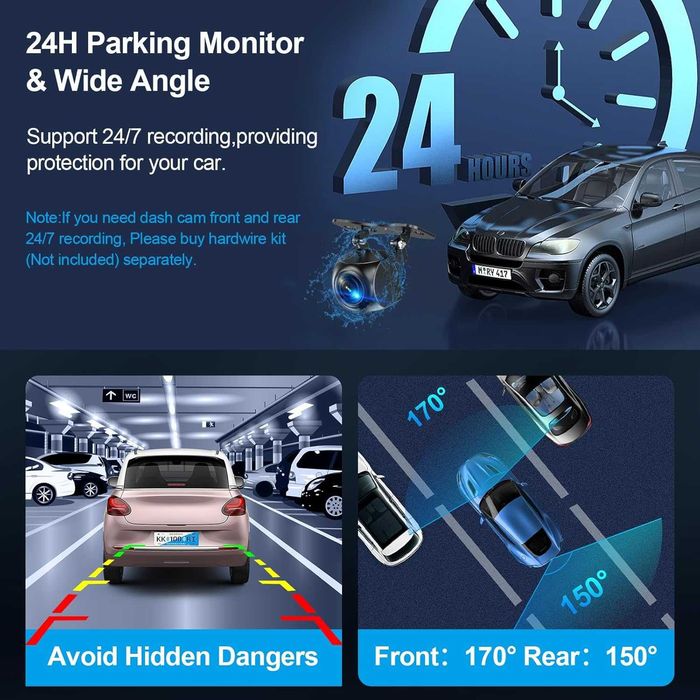 Yansoo Dash Cam + задна камера и карта  8GB карта