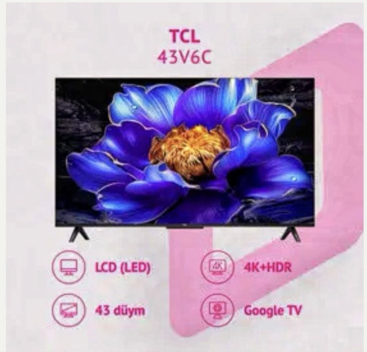 Telvizr 43 V6C Ultra HD Google Tv . Для дома.