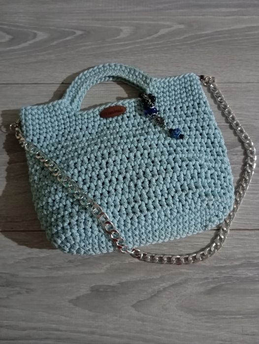 Сумочка ручной работы цвет "бирюзовый"  
Связана крючком из ЭКО - шнур