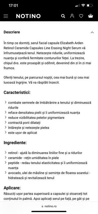 Ser cu retinol Elizabeth Ardem 60 buc.