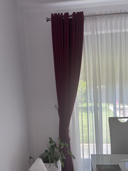 Set complet perdea + draperii + galerie dublă pentru living – stare foarte bună