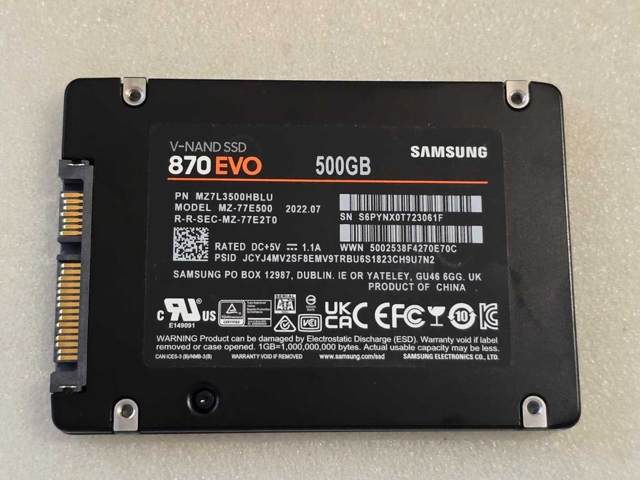 Solid-State Drive (SSD) Samsung 870 EVO 500GB SATA III 2.5 inch V-NAND S6PYNX0T723061F