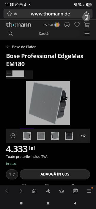 Boxe plafon difuzoare plafon sonorizare Bose Professional EdgeMax EM18