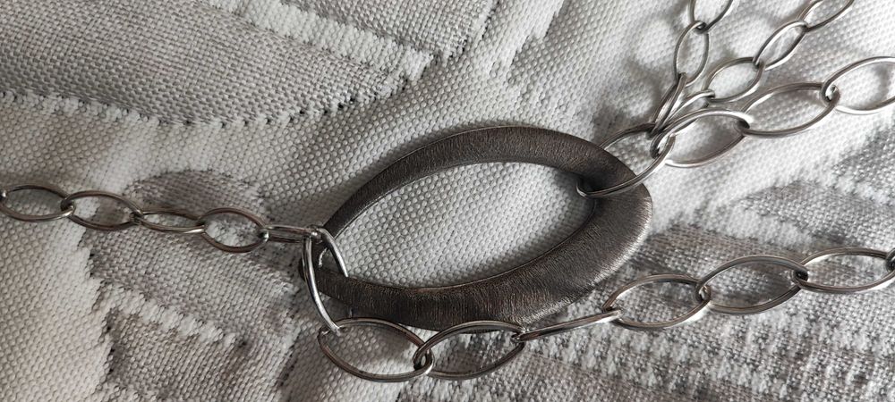 Сребърно родирано колие с естествен камък 55.76 грама / проба 925