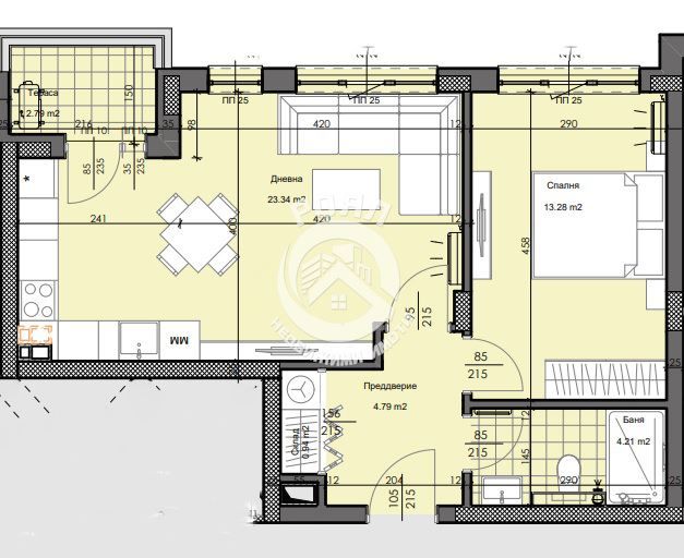 Продава се Двустаен апартамент в Пловдив, Гагарин - 70 кв.м за 974 €/кв.м - Снимка #1