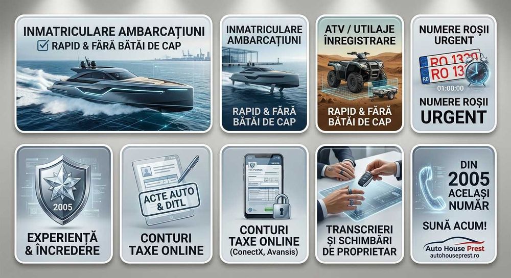 Înmatriculari auto | Ambarcatiuni I Acte auto | Numere rosii | Rar