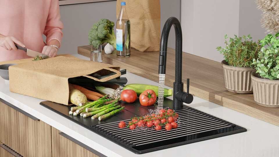 графит кухненска мивка от гранит Копенхаген 780х500 Top 50