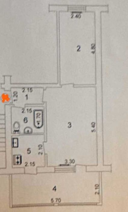 2/3/5, кирпичный дом, балкон 2 на 6, 55 метра, Дархан, Новомосковская