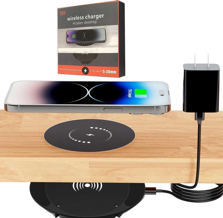 Încărcător Wireless cu Distanță Mare 30mm – Montaj Ascuns Sub Birou / Mobilier