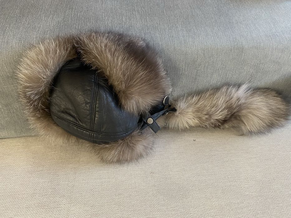 кожаная ушанка с мехом