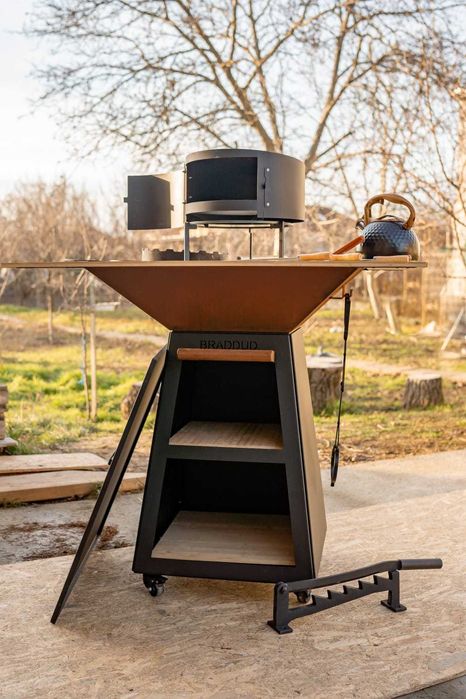 Gratar, plita-inox, grill-otel/carbon, baza/electrostatic, cuva/corten