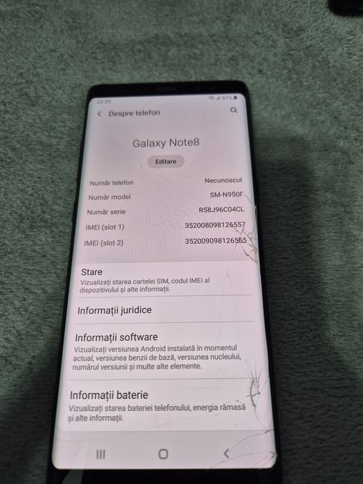 Dezmembrez Samsung Not 8 
Samsung Galaxy Note8
Perfecta stare de functionare 
Liber de retea 
Husa