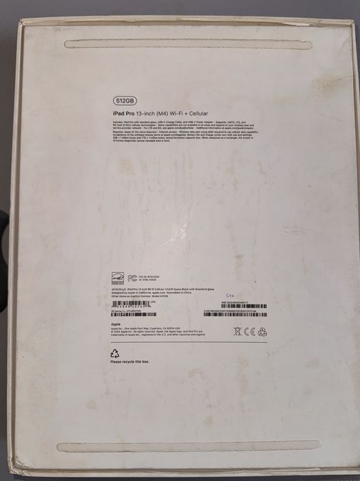 iPad pro 13 512GB M4 Wi-Fi + Cellular e-Sim