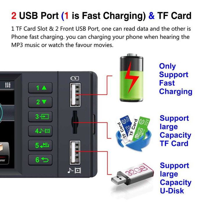 Ново Автомобилно радио ESSGOO1 Din MP5 Player